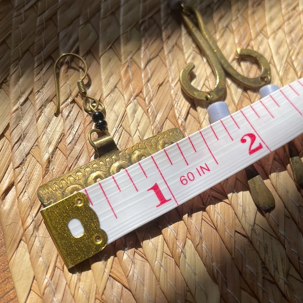 🔥 3 FOR $20 🔥 Unique, mix-matched brass earrings with bead accents - Picture 5 of 8